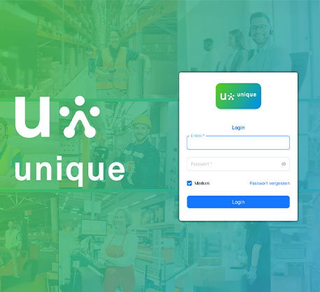 Eine Person arbeitet am Laptop, w&auml;hrend virtuelle Profile und Datenfelder eingeblendet sind und digitales Datenmanagement symbolisieren.